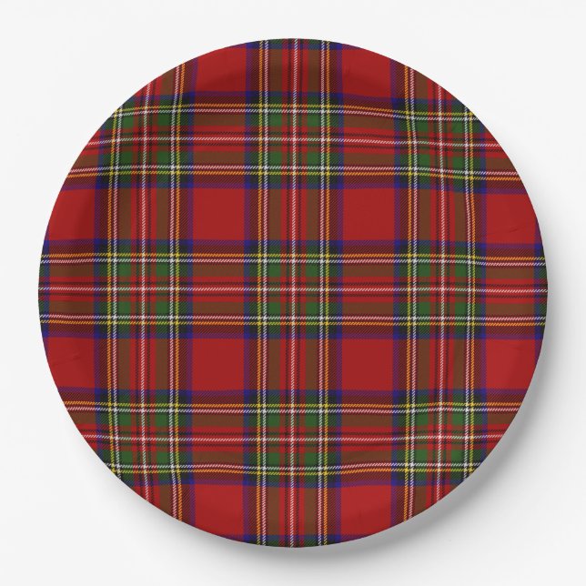 Royal Stewart Tartan Plaid Symmetry Pattern  Paper Plates (Front)