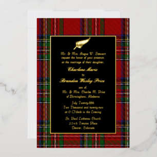 Royal Stewart Tartan Plaid Wedding Foil Invitation