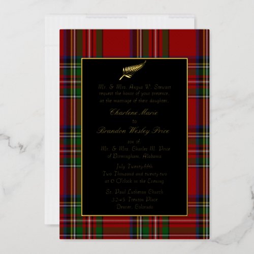 Royal Stewart Tartan Plaid Wedding Foil Invitation