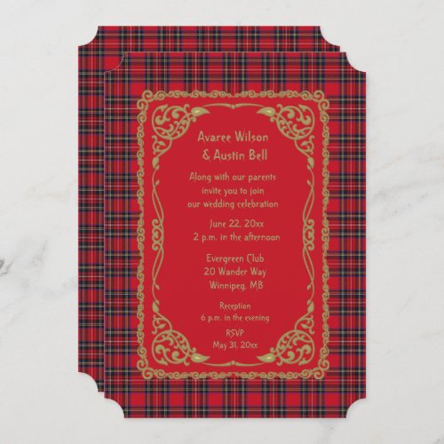 Royal Stewart Tartan Plaid Wedding Invitation