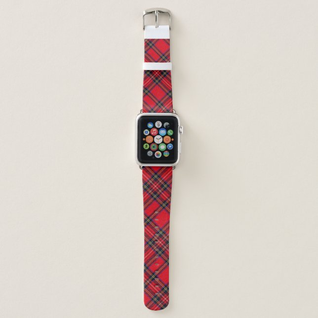 Royal Stewart tartan red black plaid Apple Watch Band (Front)