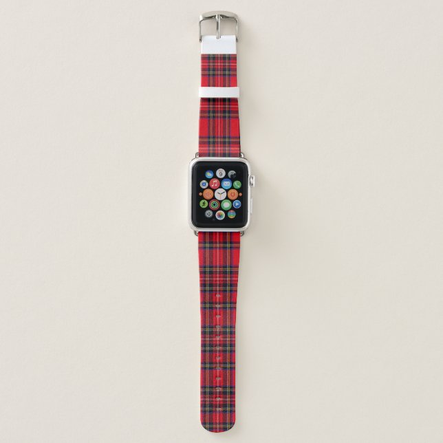 Royal Stewart tartan red black plaid Apple Watch Band (Front)