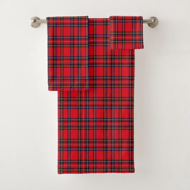 Royal Stewart tartan red black plaid Bath Towel Set Zazzle