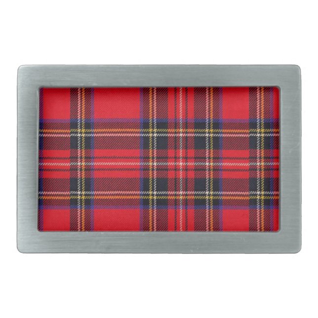 Royal Stewart tartan red black plaid Belt Buckle (Front)