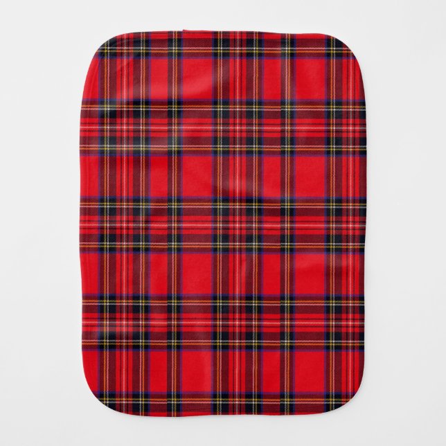 Royal Stewart tartan red black plaid Burp Cloth (Front)