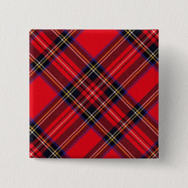 Royal Stewart tartan red black plaid Button (Front)