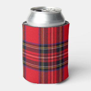 Royal Stewart tartan red black plaid Can Cooler
