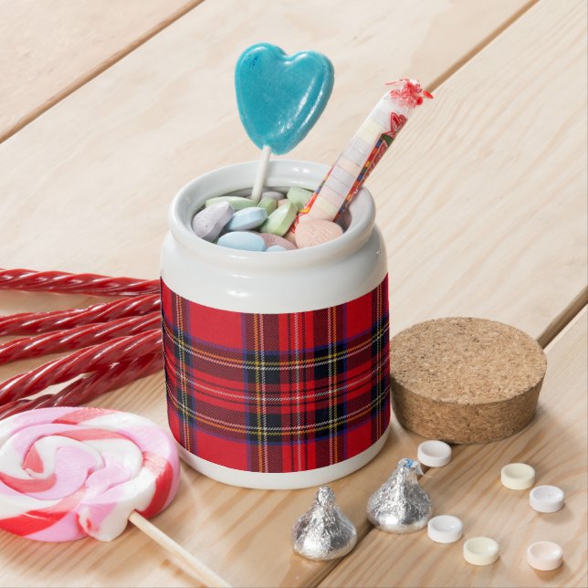 Royal Stewart tartan red black plaid Candy Jar (In Situ)