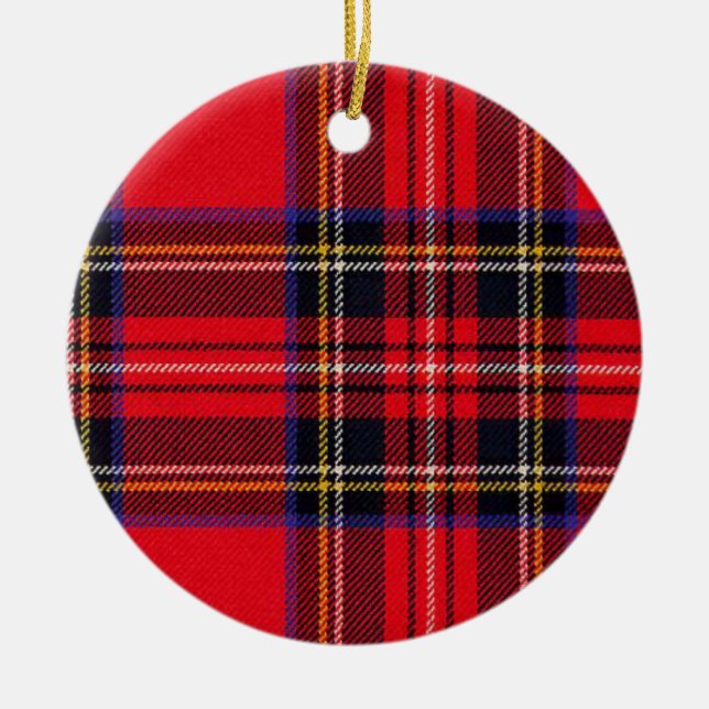 Royal Stewart tartan red black plaid Ceramic Ornament (Front)