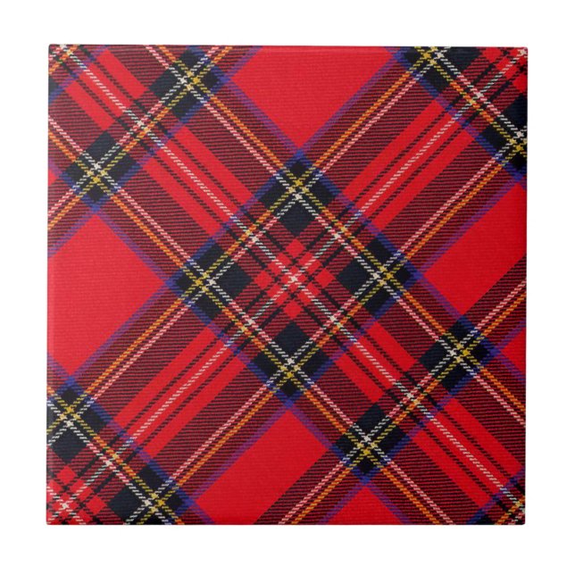 Royal Stewart tartan red black plaid Ceramic Tile (Front)