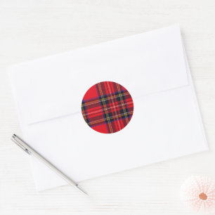 Royal Stewart tartan red black plaid Classic Round Sticker