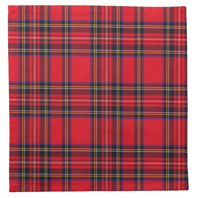 Royal Stewart tartan red black plaid Cloth Napkin (Front)