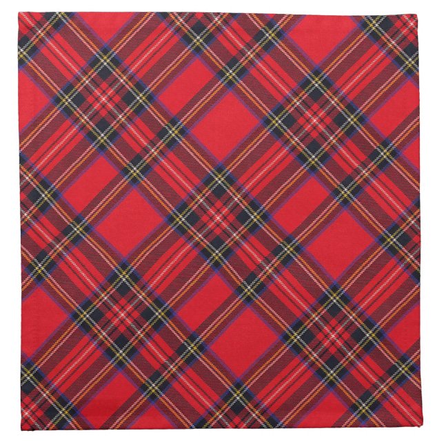 Royal Stewart tartan red black plaid Cloth Napkin (Front)