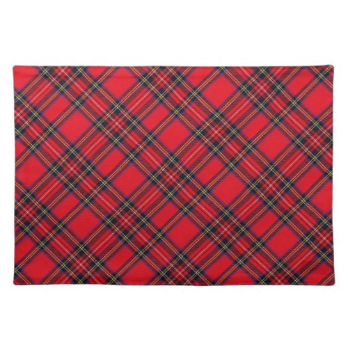 Royal Stewart tartan red black plaid Cloth Placemat