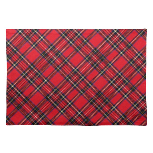 Royal Stewart tartan red black plaid Cloth Placemat (Front)