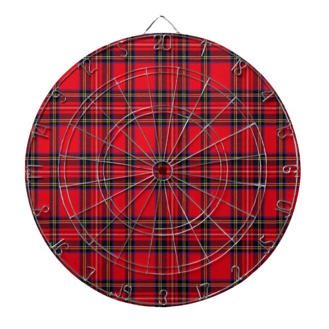 Royal Stewart tartan red black plaid Dart Board (Front)