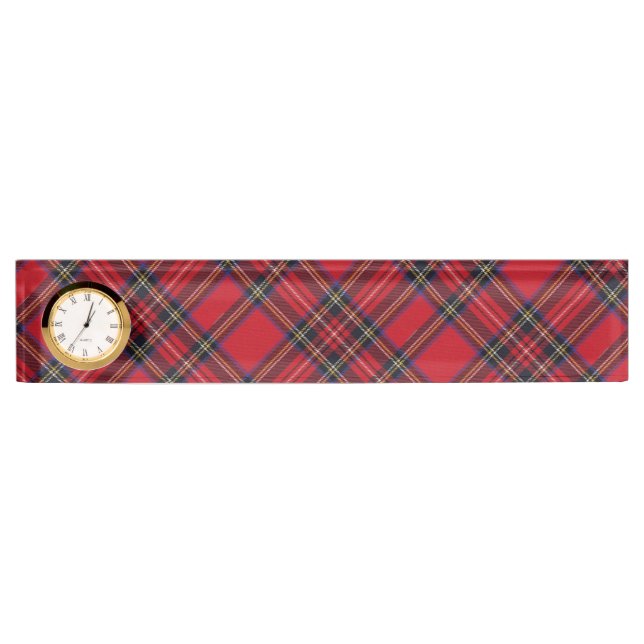 Royal Stewart tartan red black plaid Desk Name Plate (Front)