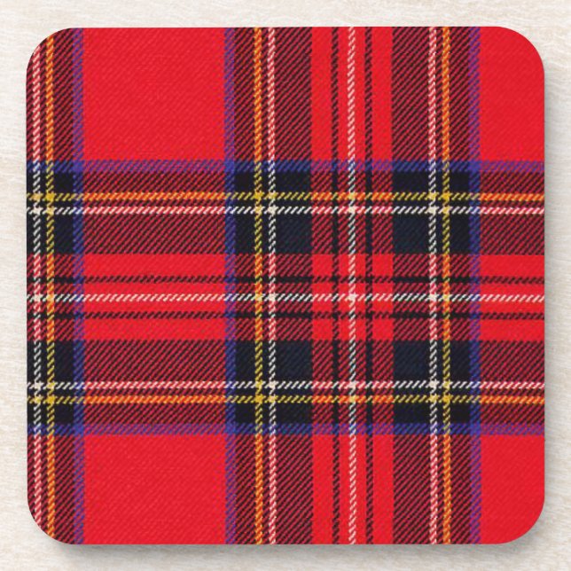 Royal Stewart tartan red black plaid Drink Coaster (Front)