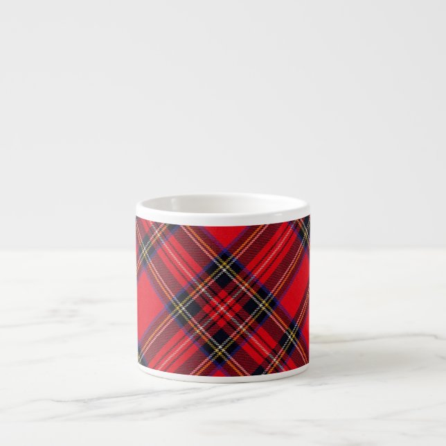 Royal Stewart tartan red black plaid Espresso Cup (Front)