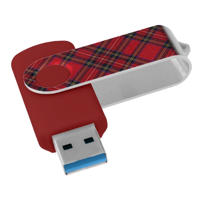 Royal Stewart tartan red black plaid Flash Drive (Angled)