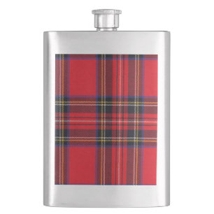 Royal Stewart tartan red black plaid Flask