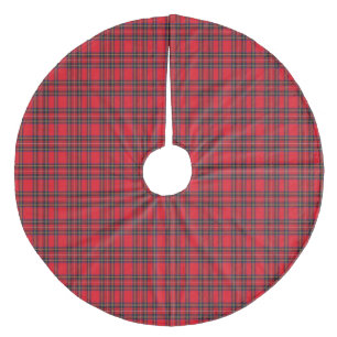 Royal Stewart tartan red black plaid Fleece Tree Skirt