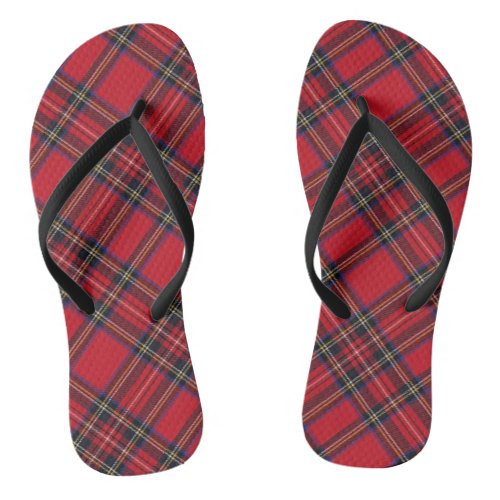 Royal Stewart tartan red black plaid Flip Flops