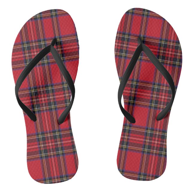 Royal Stewart tartan red black plaid Flip Flops (Footbed)