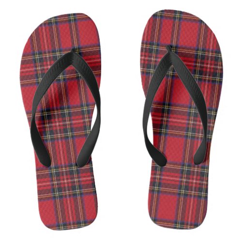 Royal Stewart tartan red black plaid Flip Flops