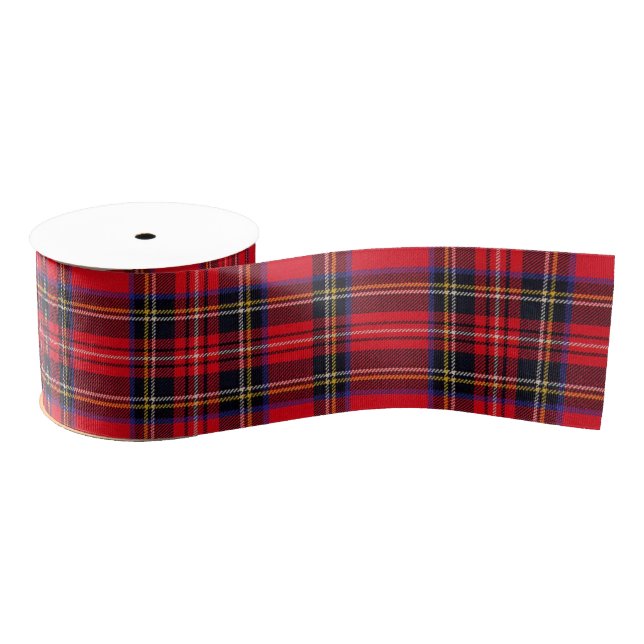Royal Stewart tartan red black plaid Grosgrain Ribbon (Spool)