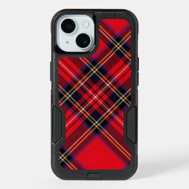 Royal Stewart tartan red black plaid iPhone 15 Case (Back)