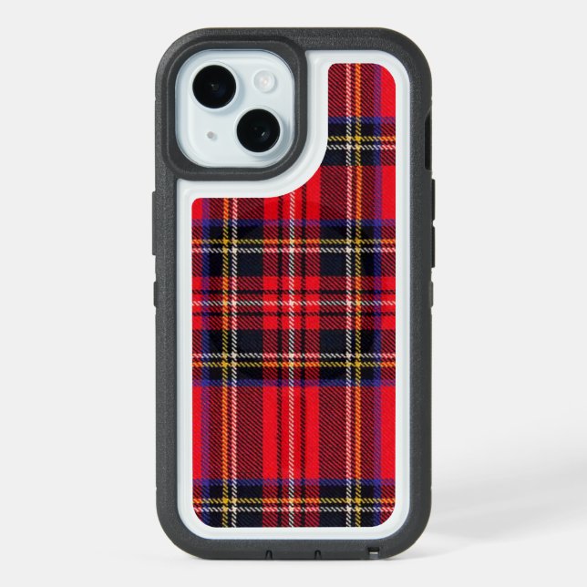 Royal Stewart tartan red black plaid iPhone 15 Case (Back (Blue))