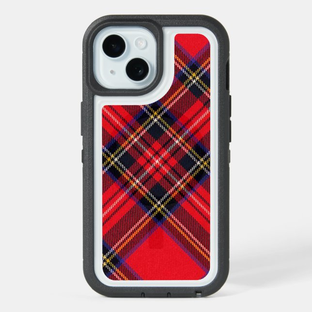 Royal Stewart tartan red black plaid iPhone 15 Case (Back (Blue))