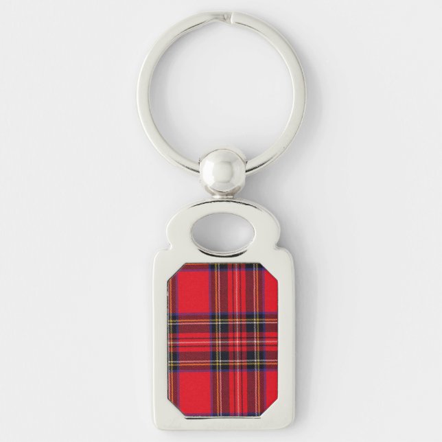 Royal Stewart tartan red black plaid Keychain (Front)
