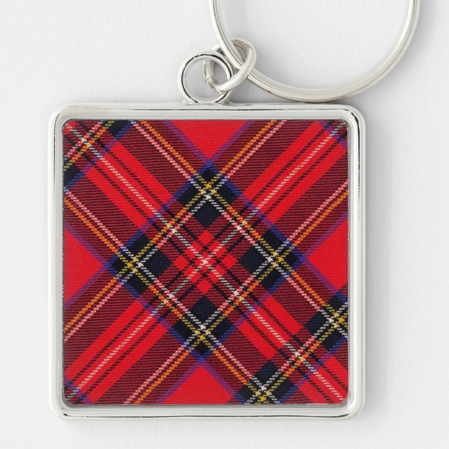 Royal Stewart tartan red black plaid Keychain (Front)