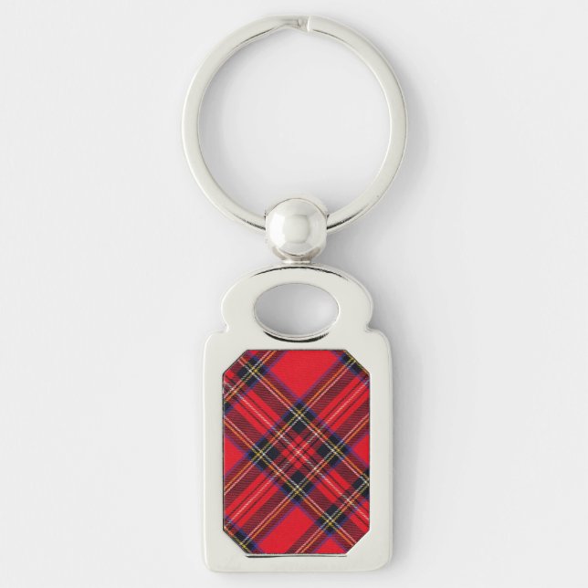 Royal Stewart tartan red black plaid Keychain (Front)