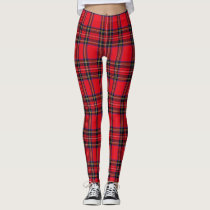 Royal Stewart tartan red black plaid Leggings Royal Stewart tartan red black plaid Leggings