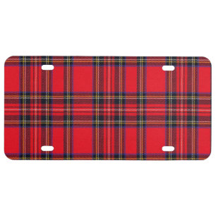 Royal Stewart tartan red black plaid License Plate