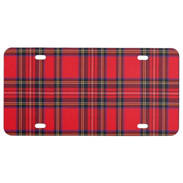 Royal Stewart tartan red black plaid License Plate (Front)