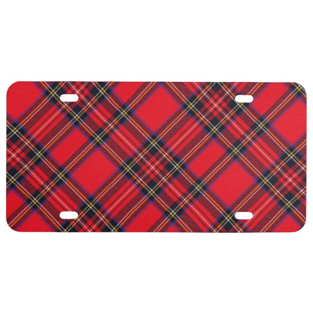 Royal Stewart tartan red black plaid License Plate (Front)