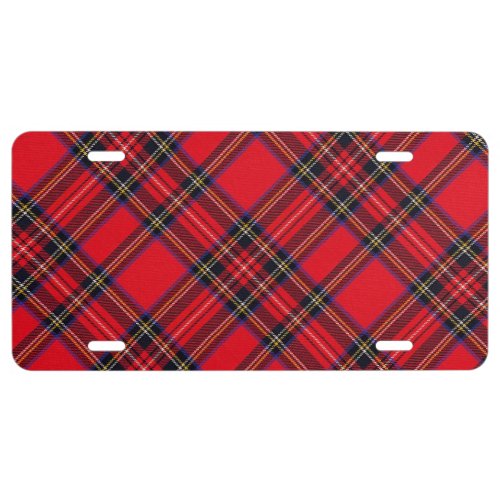 Royal Stewart tartan red black plaid License Plate