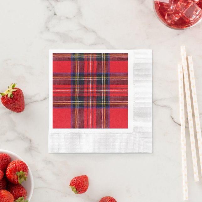 Royal Stewart tartan red black plaid Napkins (Insitu)
