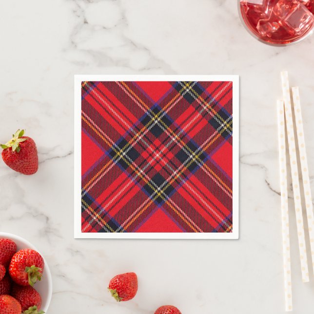 Royal Stewart tartan red black plaid Napkins (Insitu)