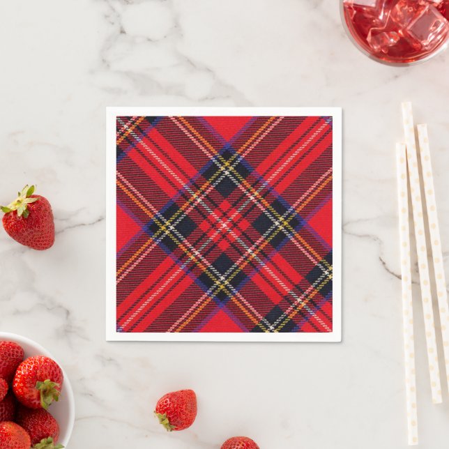 Royal Stewart tartan red black plaid Napkins (Insitu)