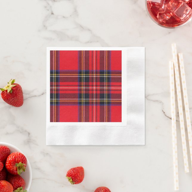 Royal Stewart tartan red black plaid Napkins (Insitu)