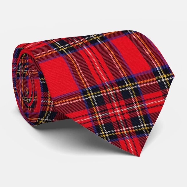 Royal Stewart tartan red black plaid Neck Tie (Rolled)