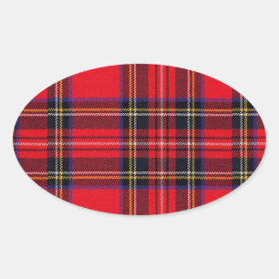 Royal Stewart tartan red black plaid Oval Sticker