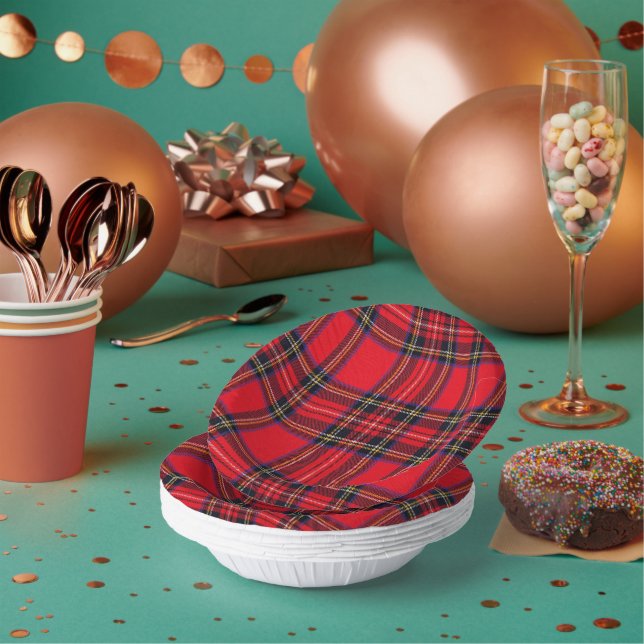 Royal Stewart tartan red black plaid Paper Bowls (Multi)