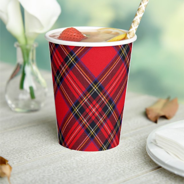 Royal Stewart tartan red black plaid Paper Cups (Insitu)