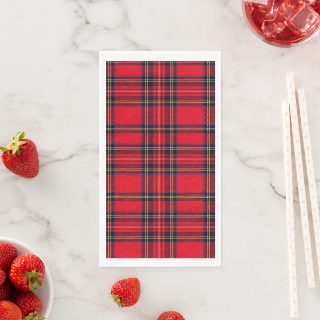 Royal Stewart tartan red black plaid Paper Guest Towels (Insitu)